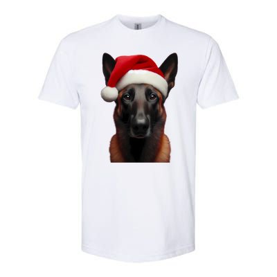 Belgian Malinois With Santa Hat Christmas Xmas Dog Owner Mom Gift Softstyle CVC T-Shirt