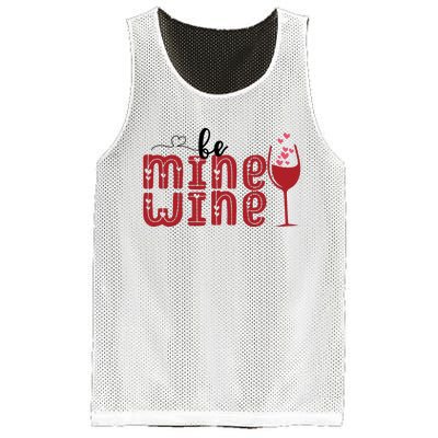 Be Mine Wine Glass Valentine's Day Gift Mesh Reversible Basketball Jersey Tank