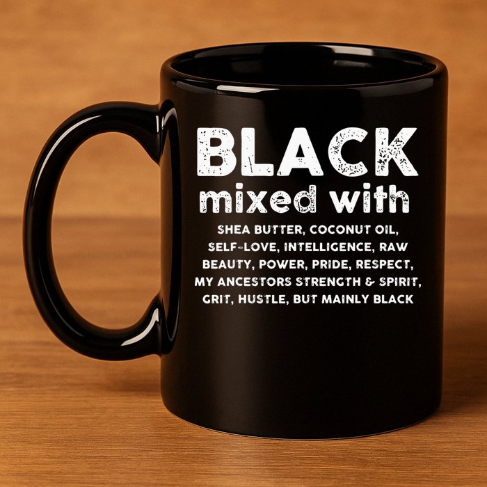 Black Mixed With Shea Butter Afro American 11oz C Handle Ceramic Mug