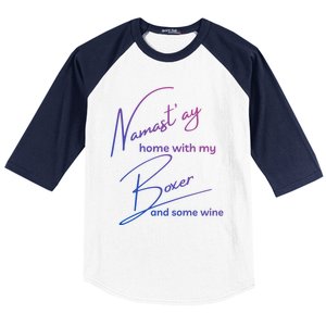 Boxer Mom Wine Lover Tee With Yoga Namaste Boxer Dog Gift Great Gift Baseball Sleeve Shirt