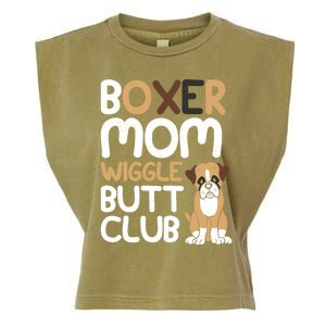 Boxer Mom Wiggle Butt Club Design Boxer Design Dog Design Funny Gift Garment-Dyed Women's Muscle Tee