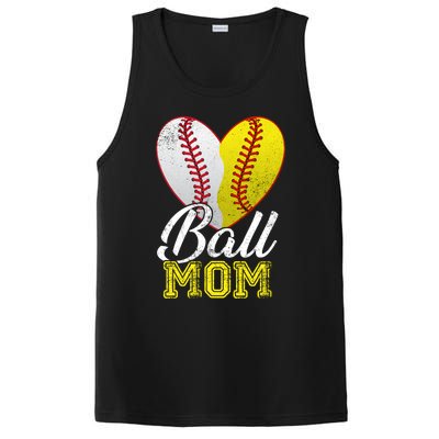 Ball Mom Women Mama Heart Baseball Softball Mother's Day Gift PosiCharge Competitor Tank