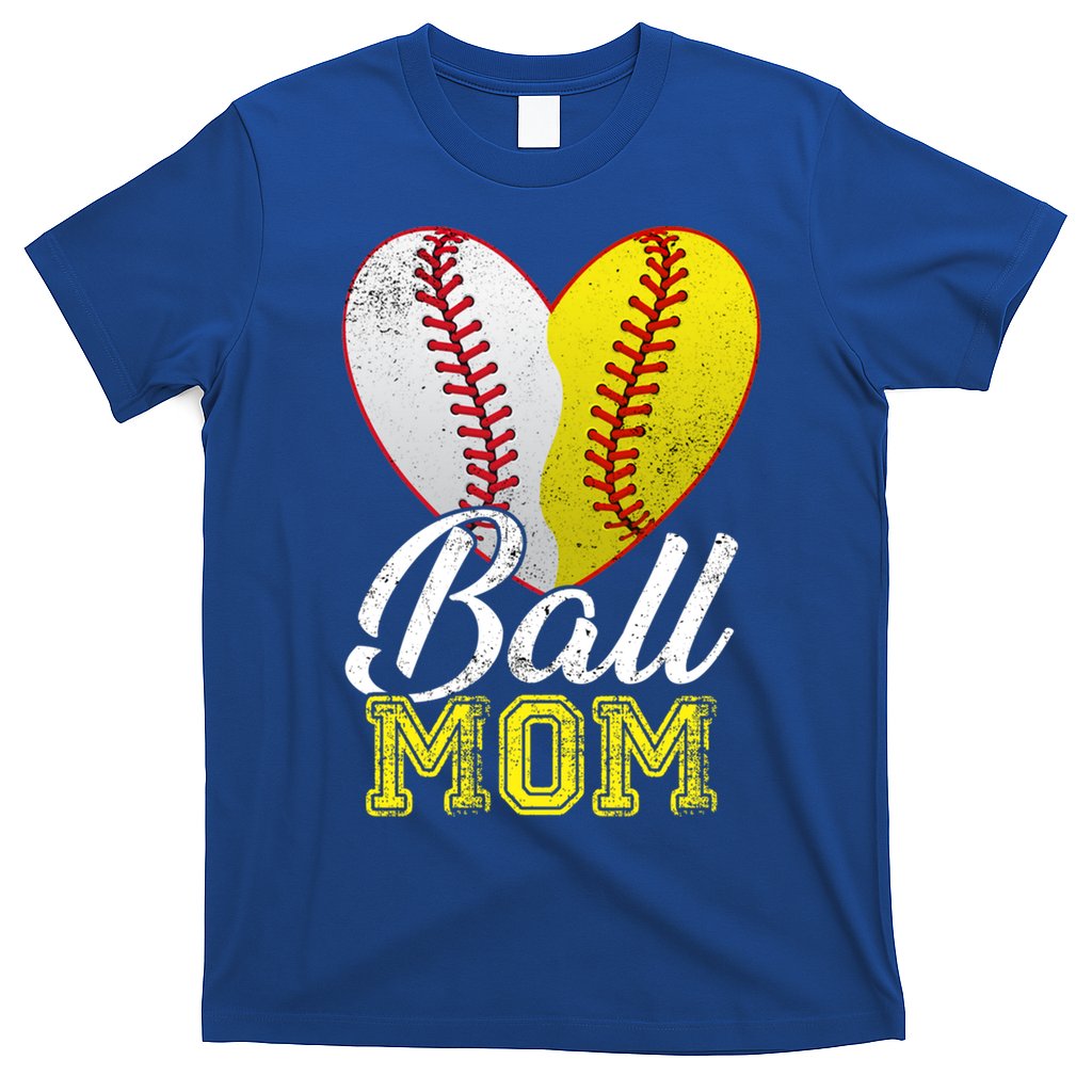 Ball Mom Women Mama Heart Baseball Softball Mother's Day Gift T-Shirt