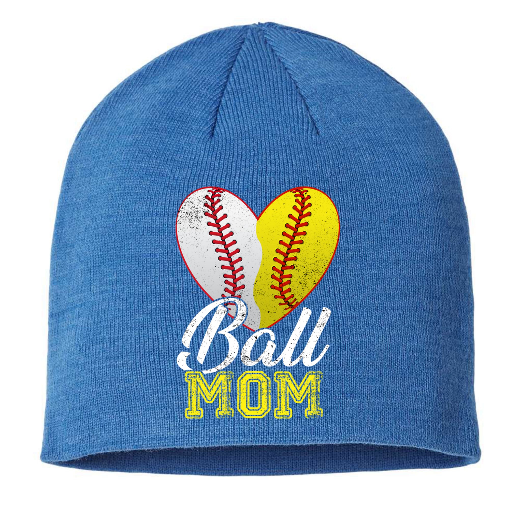 Ball Mom Women Mama Heart Baseball Softball Mother's Day Gift Sustainable Beanie