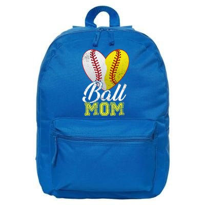 Ball Mom Women Mama Heart Baseball Softball Mother's Day Gift 16 in Basic Backpack
