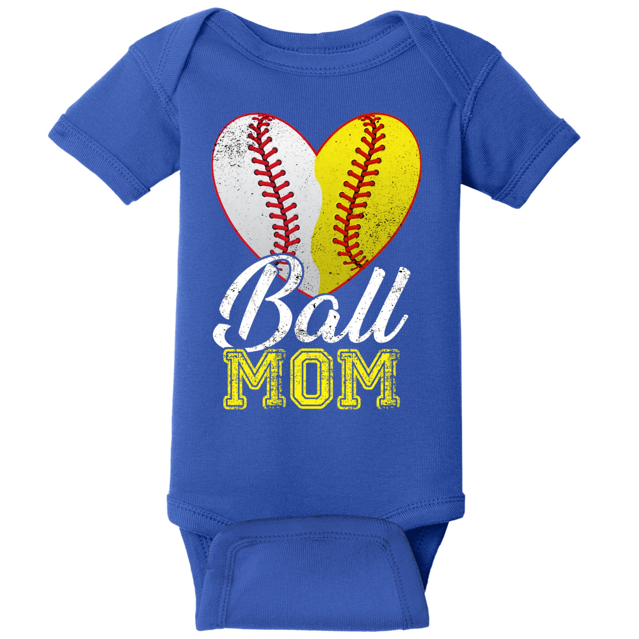 Ball Mom Women Mama Heart Baseball Softball Mother's Day Gift Baby Bodysuit
