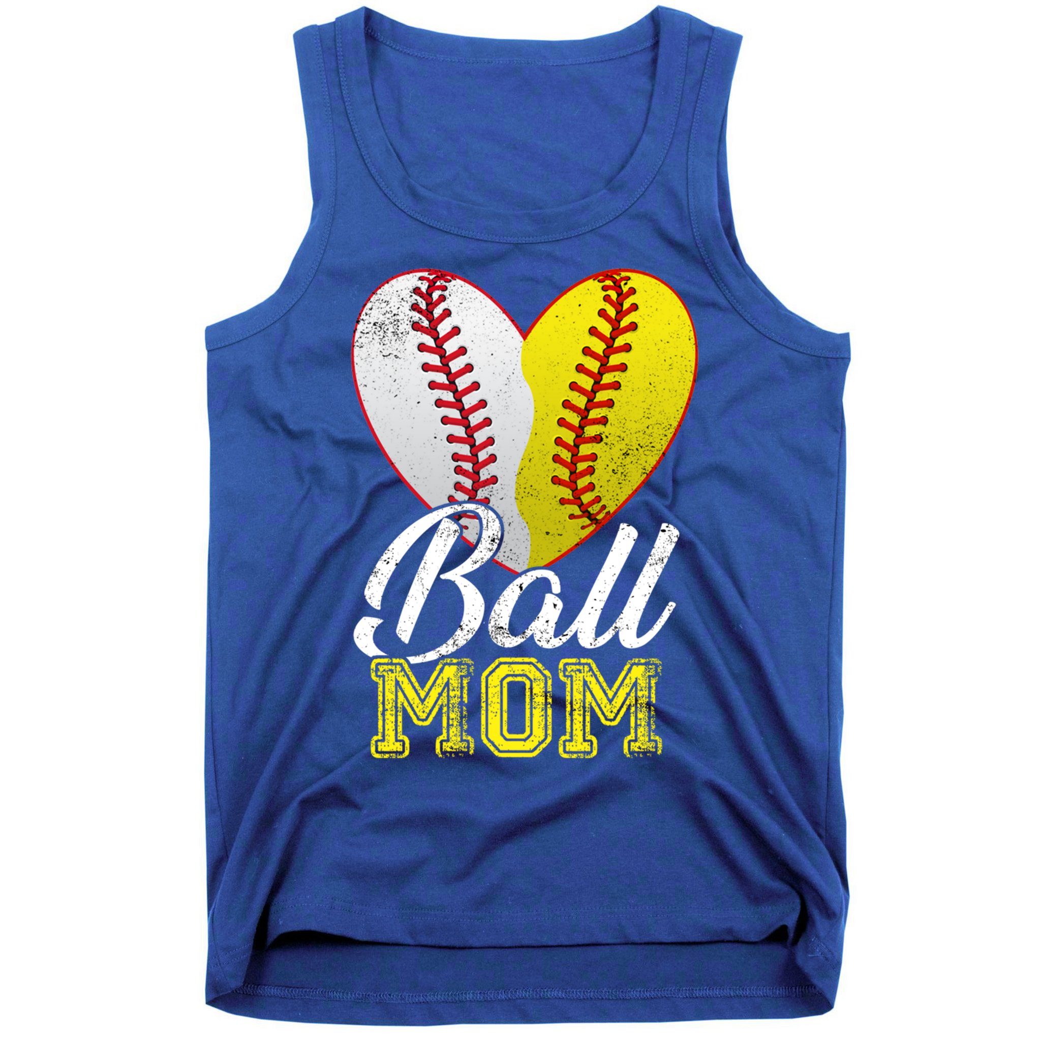 Ball Mom Women Mama Heart Baseball Softball Mother's Day Gift Tank Top