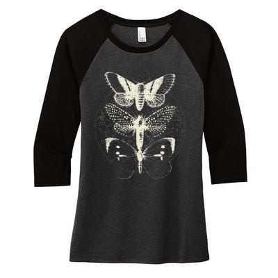 Butterfly Moth Witchcore Insect Astronomy Lover Witchy Women's Tri-Blend 3/4-Sleeve Raglan Shirt