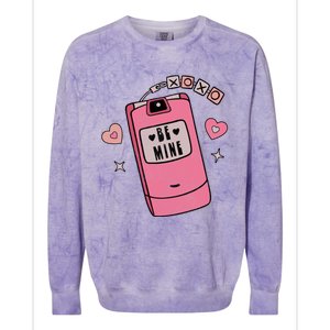 Be Mine Xoxo Hugs Kisses Groovy Retro Valentine's Day Couple Gift Colorblast Crewneck Sweatshirt