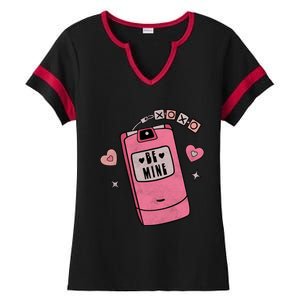 Be Mine Xoxo Hugs Kisses Groovy Retro Valentine's Day Couple Gift Ladies Halftime Notch Neck Tee