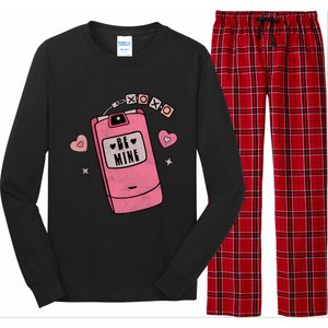 Be Mine Xoxo Hugs Kisses Groovy Retro Valentine's Day Couple Gift Long Sleeve Pajama Set