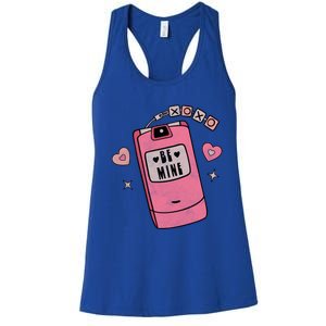 Be Mine Xoxo Hugs Kisses Groovy Retro Valentine's Day Couple Gift Women's Racerback Tank