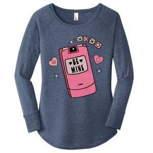 Be Mine Xoxo Hugs Kisses Groovy Retro Valentine's Day Couple Gift Women's Perfect Tri Tunic Long Sleeve Shirt