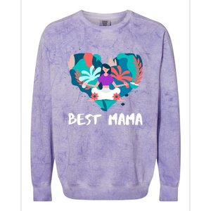 Best Mama Yoga Mom Gift Colorblast Crewneck Sweatshirt