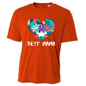 Best Mama Yoga Mom Gift Cooling Performance Crew T-Shirt