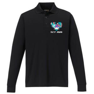 Best Mama Yoga Mom Gift Performance Long Sleeve Polo