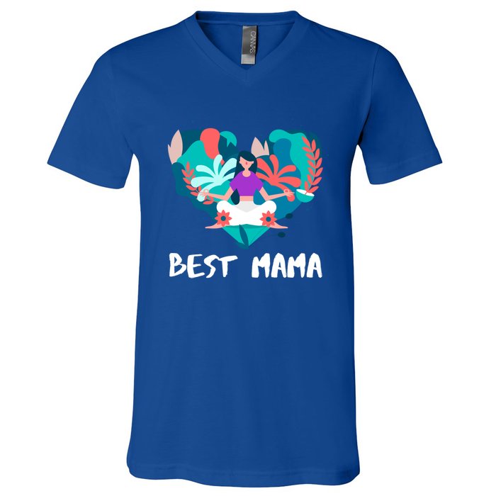 Best Mama Yoga Mom Gift V-Neck T-Shirt