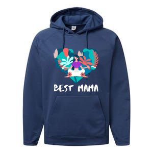 Best Mama Yoga Mom Gift Performance Fleece Hoodie