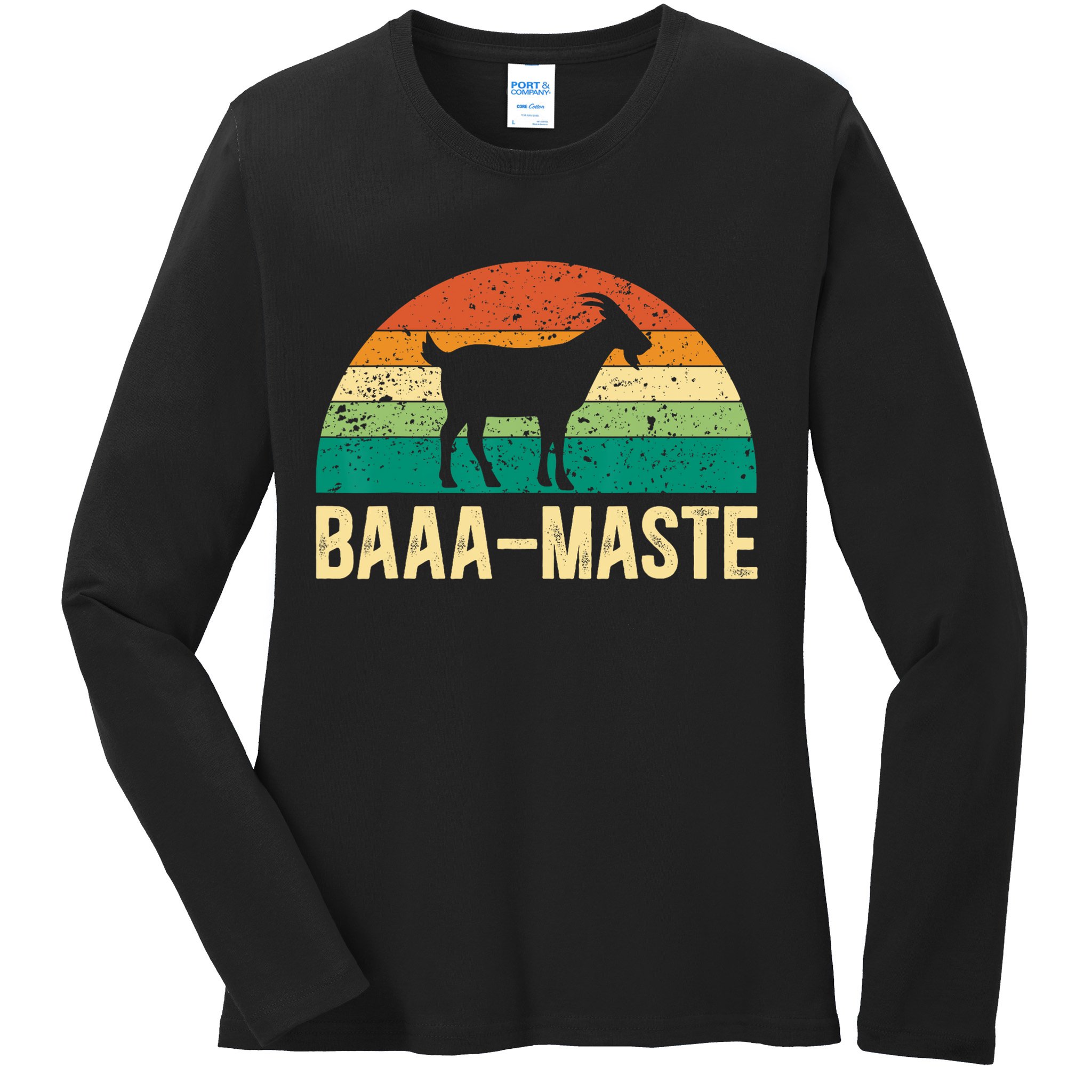 Baaa Maste Yoga Lover Spiritual Meditation Goat Lady Ladies Long Sleeve Shirt