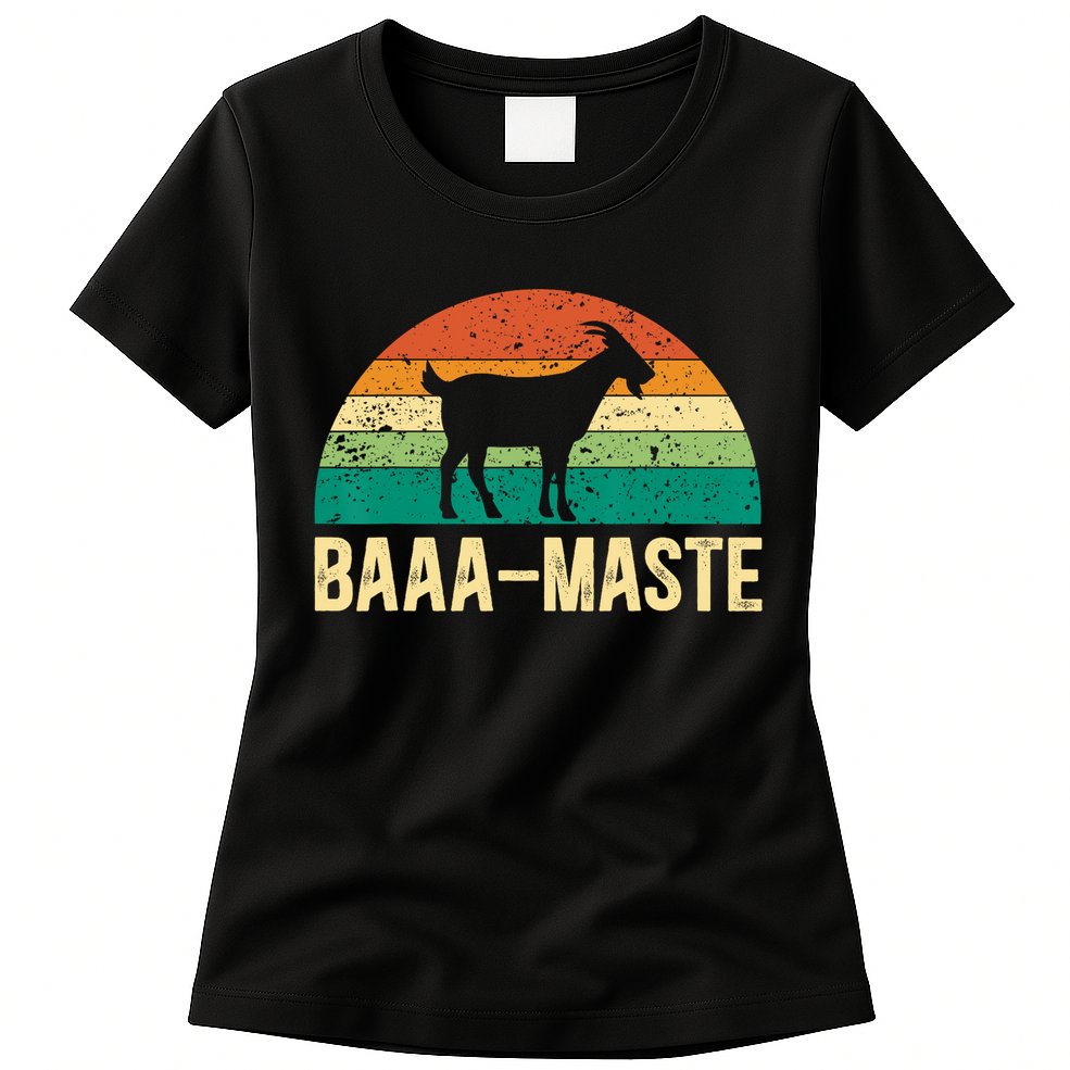 Baaa Maste Yoga Lover Spiritual Meditation Goat Lady Womens T-Shirt