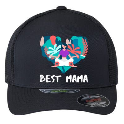 Best Mama Yoga Mom Gift Flexfit Unipanel Trucker Cap