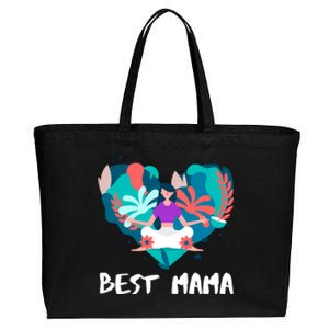 Best Mama Yoga Mom Gift Cotton Canvas Jumbo Tote