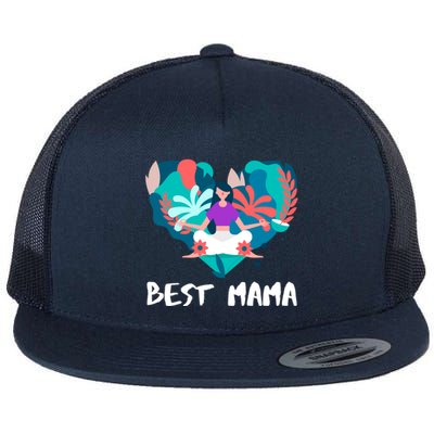 Best Mama Yoga Mom Gift Flat Bill Trucker Hat