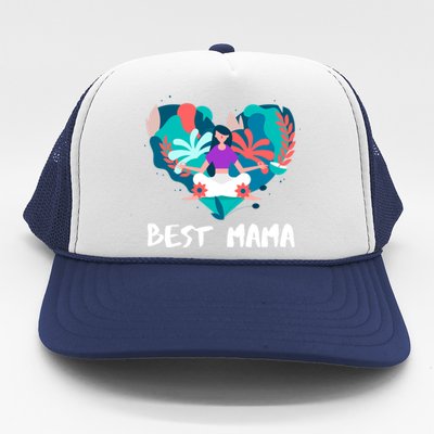 Best Mama Yoga Mom Gift Trucker Hat