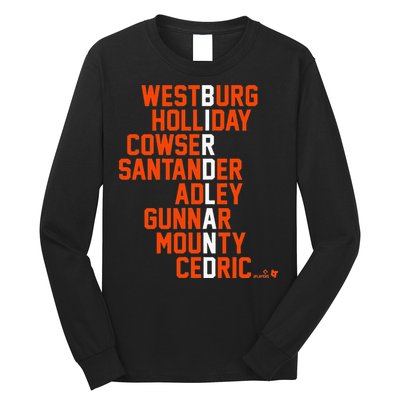 Birdland Names 2024 Baltimore Baseball Long Sleeve Shirt