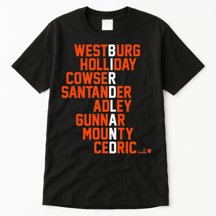 Birdland Names 2024 Baltimore Baseball Tall T-Shirt