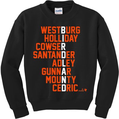Birdland Names 2024 Baltimore Baseball Kids Sweatshirt