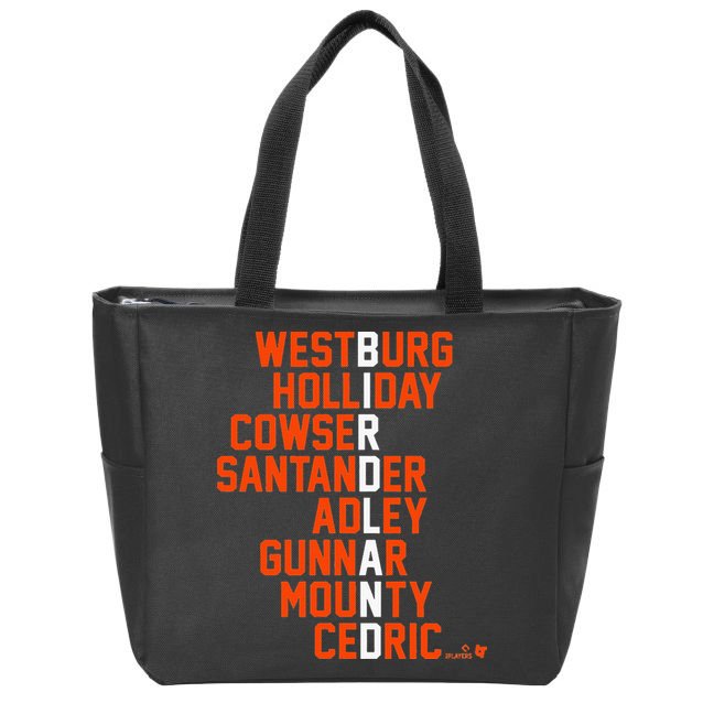 Birdland Names 2024 Baltimore Baseball Zip Tote Bag