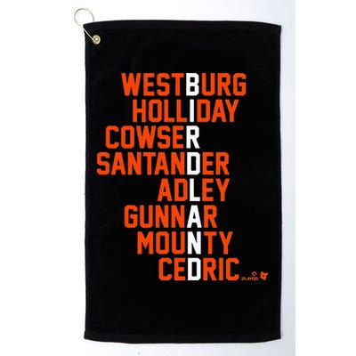 Birdland Names 2024 Baltimore Baseball Golf Towel