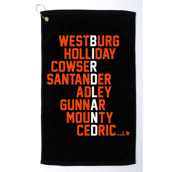 Birdland Names 2024 Baltimore Baseball Golf Towel