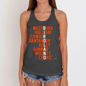 Birdland Names 2024 Baltimore Baseball Women's Knotted Racerback Tank