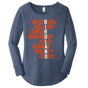 Birdland Names 2024 Baltimore Baseball Women's Perfect Tri Tunic Long Sleeve Shirt