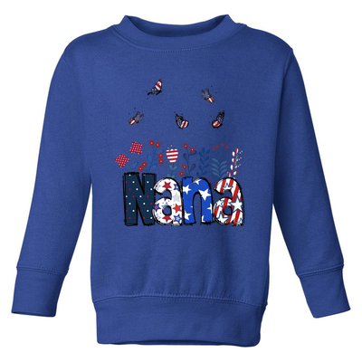 Butterflies Nana 4th Of July Happy Usa Independence Christm Gift Toddler Sweatshirt