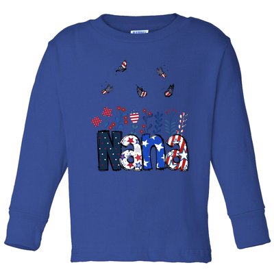 Butterflies Nana 4th Of July Happy Usa Independence Christm Gift Toddler Long Sleeve Shirt