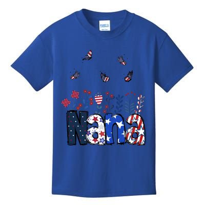 Butterflies Nana 4th Of July Happy Usa Independence Christm Gift Kids T-Shirt