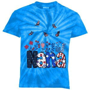 Butterflies Nana 4th Of July Happy Usa Independence Christm Gift Kids Tie-Dye T-Shirt