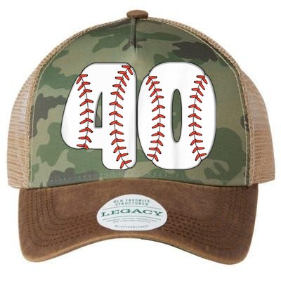 Baseball Number 40 Baseball Birthday 40 Baseball Themed 40th Legacy Tie Dye Trucker Hat