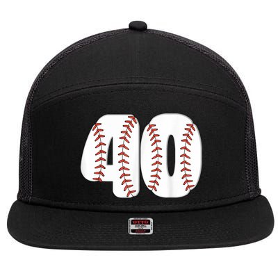 Baseball Number 40 Baseball Birthday 40 Baseball Themed 40th 7 Panel Mesh Trucker Snapback Hat