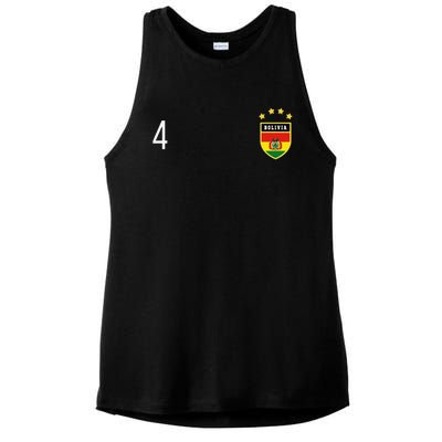 Bolivia Number 4 Sports Jersey Football Four Bolivian Ladies PosiCharge Tri-Blend Wicking Tank