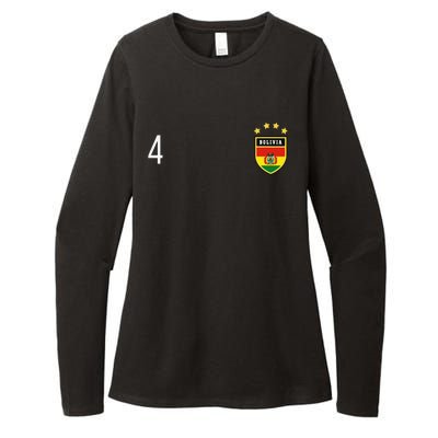 Bolivia Number 4 Sports Jersey Football Four Bolivian Womens CVC Long Sleeve Shirt