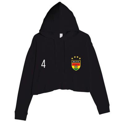 Bolivia Number 4 Sports Jersey Football Four Bolivian Crop Fleece Hoodie