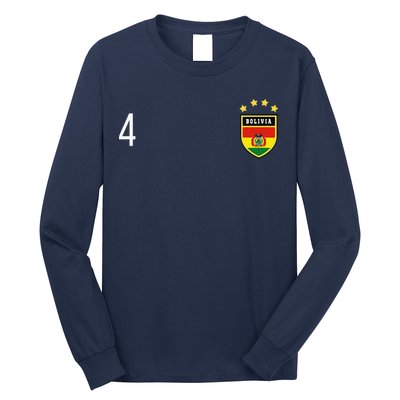 Bolivia Number 4 Sports Jersey Football Four Bolivian Long Sleeve Shirt
