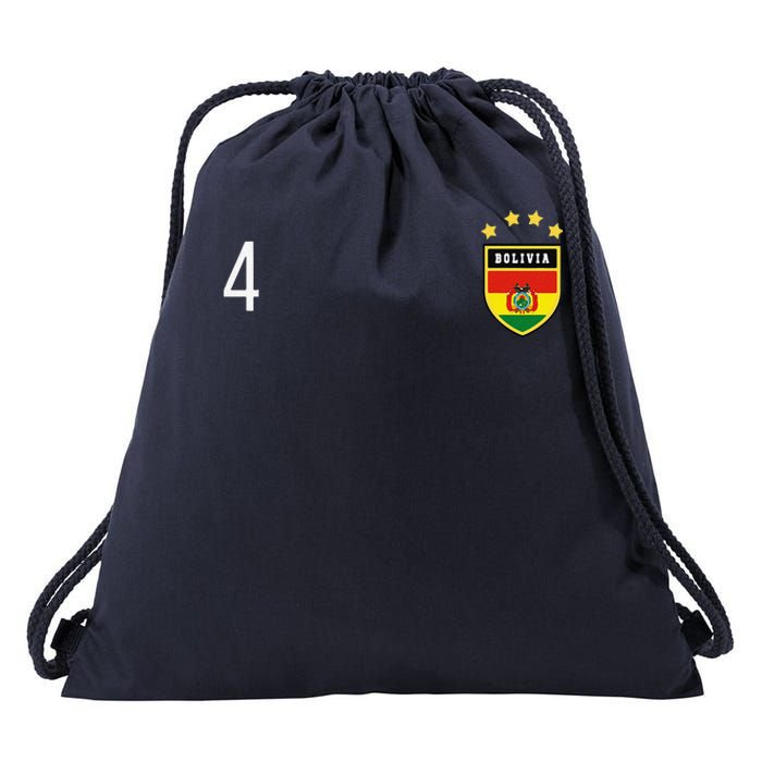 Bolivia Number 4 Sports Jersey Football Four Bolivian Drawstring Bag