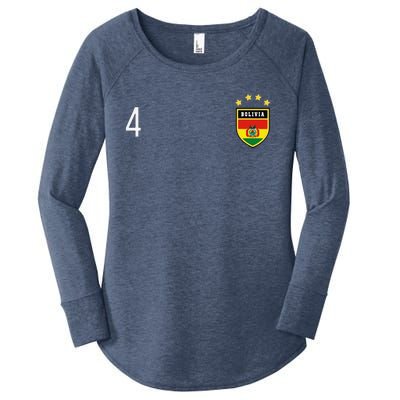 Bolivia Number 4 Sports Jersey Football Four Bolivian Women's Perfect Tri Tunic Long Sleeve Shirt