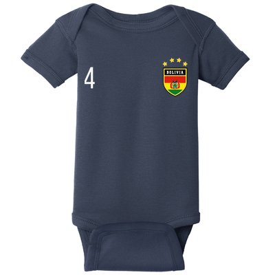 Bolivia Number 4 Sports Jersey Football Four Bolivian Baby Bodysuit