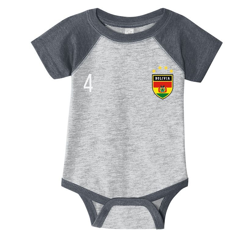 Bolivia Number 4 Sports Jersey Football Four Bolivian Infant Baby Jersey Bodysuit